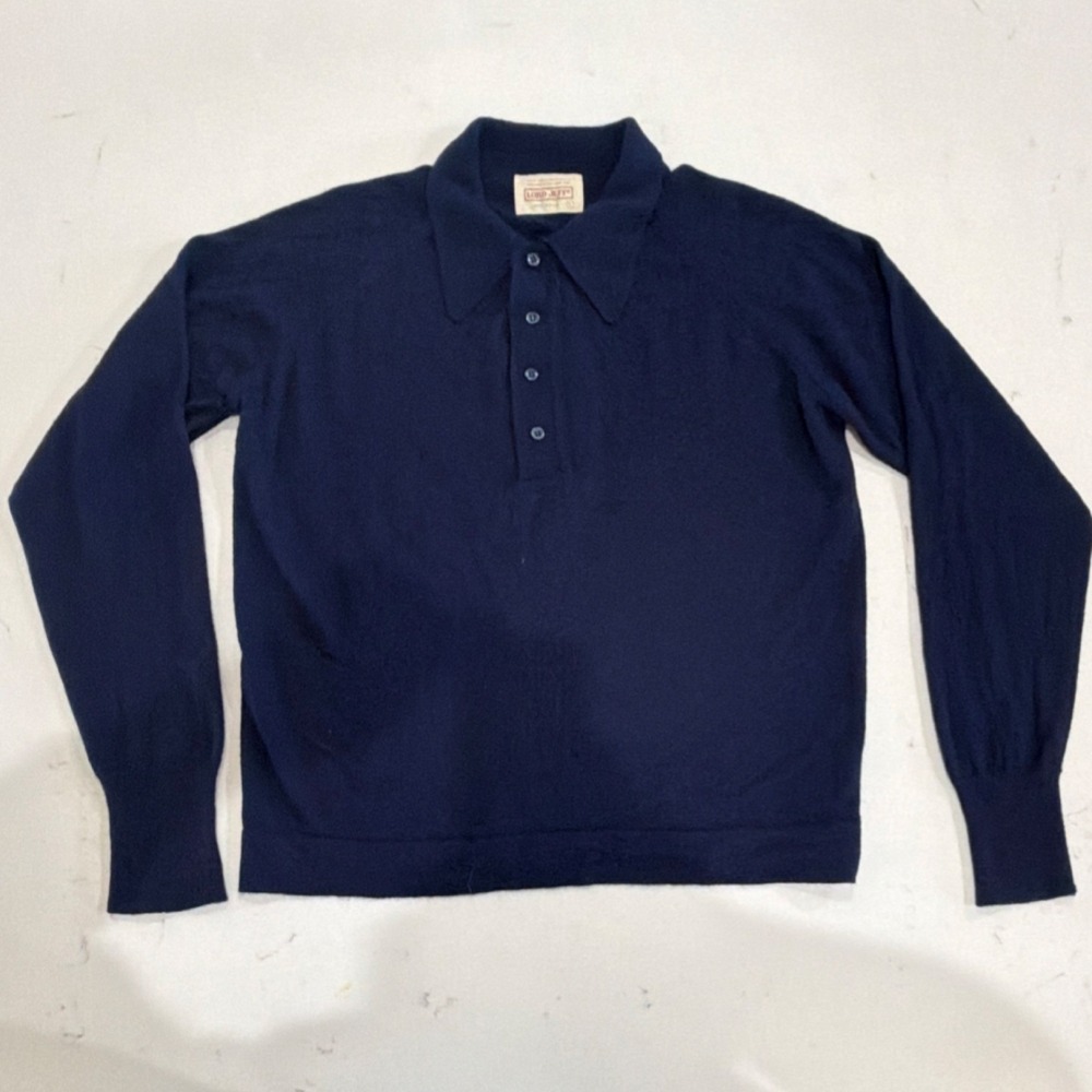 VTG Lord Jeff  100% Orlon Acrylic Sweater Navy Blue | Size Large | Made in USA